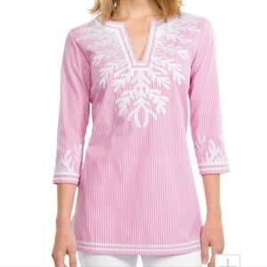 Gretchen Scott | Embroidered Pinstripe Tunic - The Reef